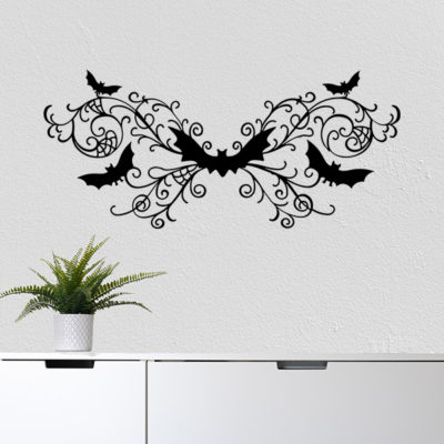 Wandtattoo Aufkleber Wanddeko Tier Fledermaus mit Ranke