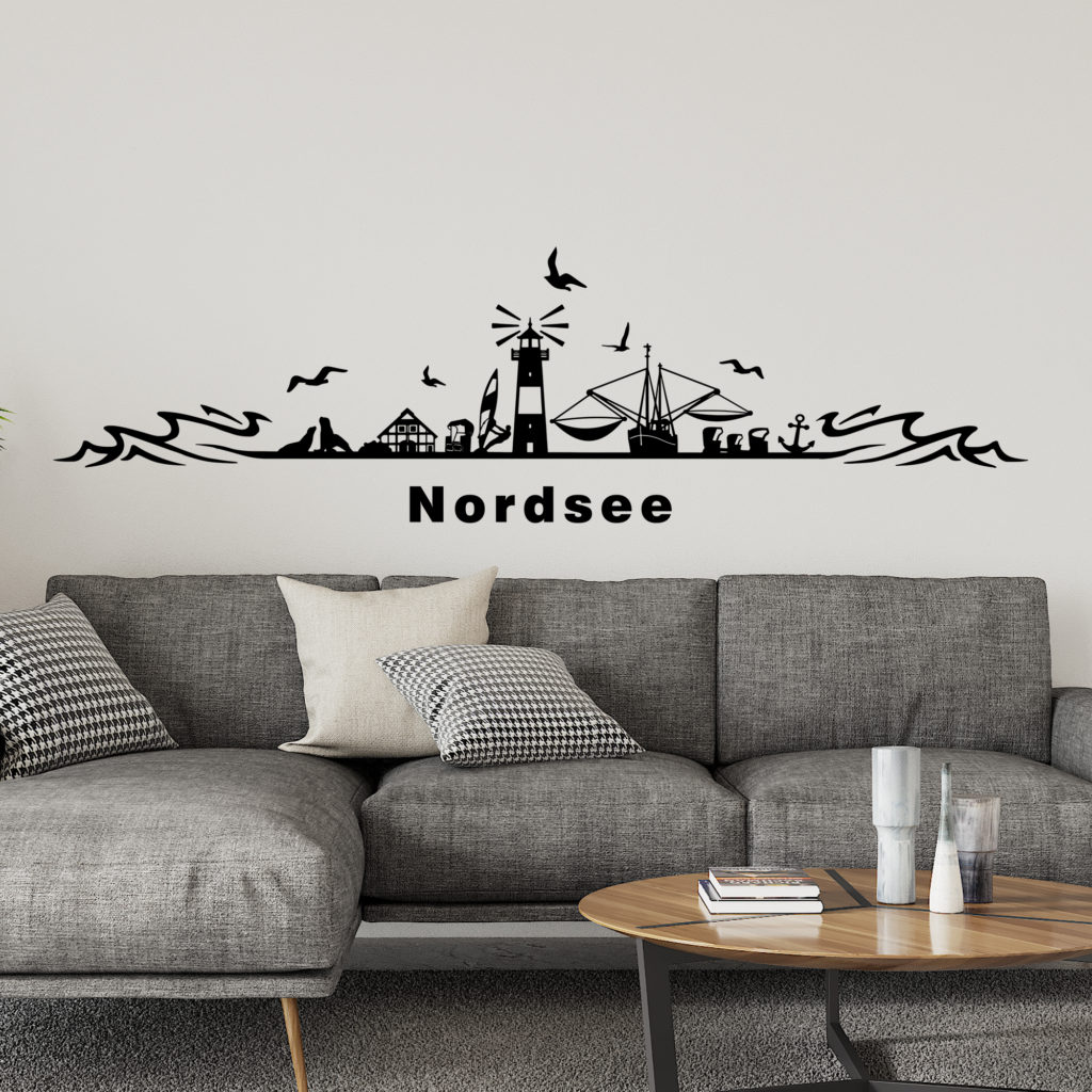 Wandtattoo Aufkleber Wanddeko Skyline Nordsee